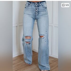 KanCan Distressed Wide Leg Jeans Bnwt 15/31 (Waist 18" Laid Flat)